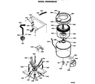 GE WSM2400LEB washer- tubs, hoses and base diagram