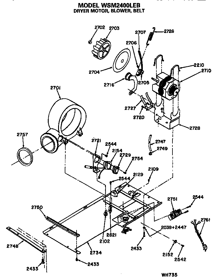 Dryer- motor, blower and belt