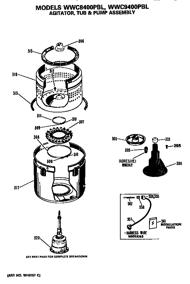 AGITATOR, TUB AND PUMP