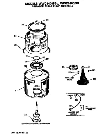 Agitator, tub and pump