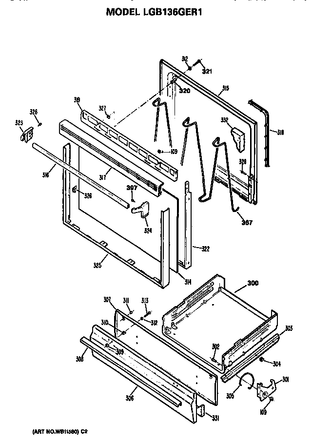 Oven door and broiler