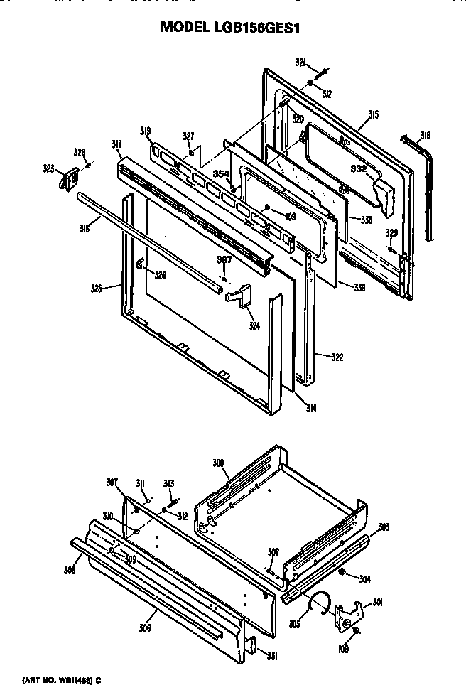 Oven door and broiler