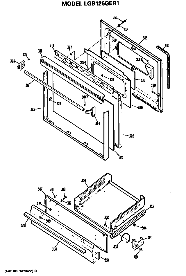 OVEN DOOR AND BROILER