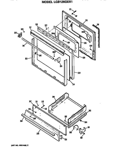 Oven door and broiler