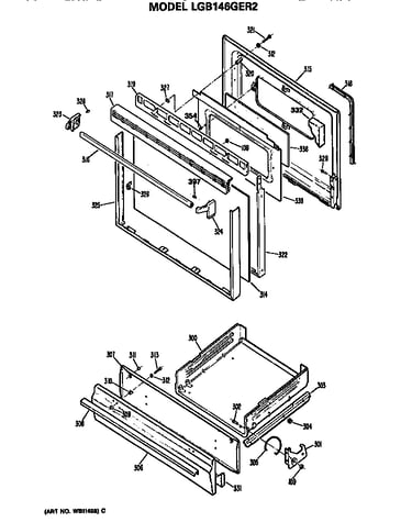 Oven door and broiler
