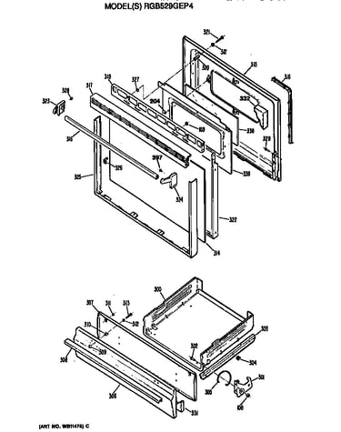 Oven door and broiler