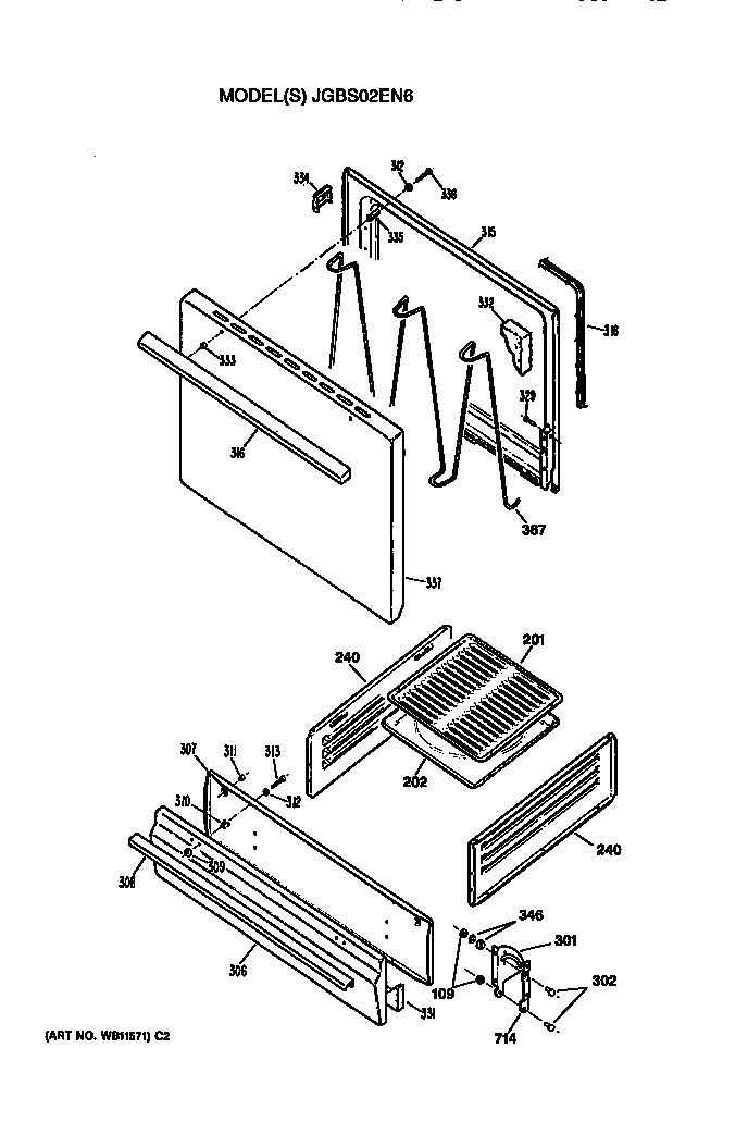 OVEN DOOR AND BROILER