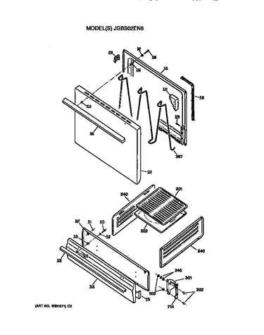 Oven door and broiler