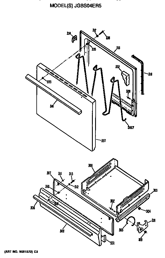 Oven door and broiler