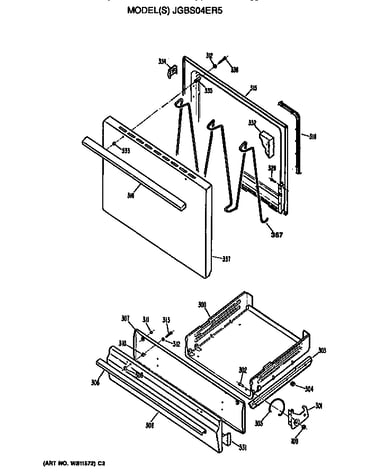 Oven door and broiler
