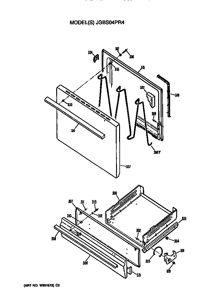 Oven door and broiler