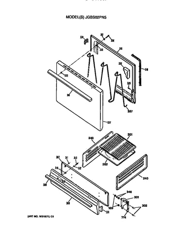 Oven door and broiler