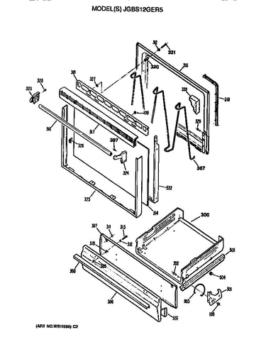 Oven door and broiler