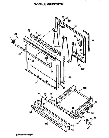 Oven door and broiler