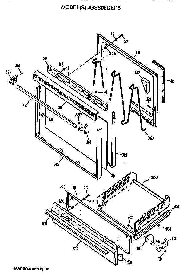 Oven door and broiler