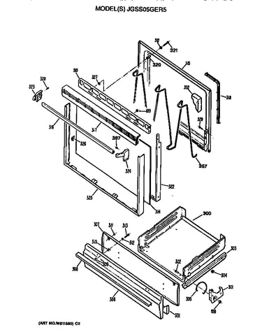 Oven door and broiler