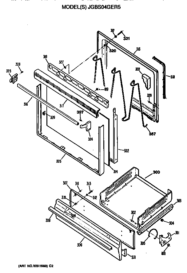 Oven door and broiler