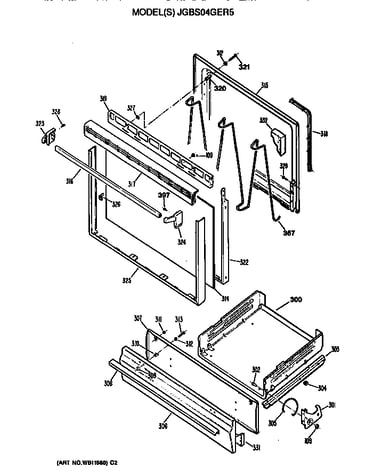 Oven door and broiler
