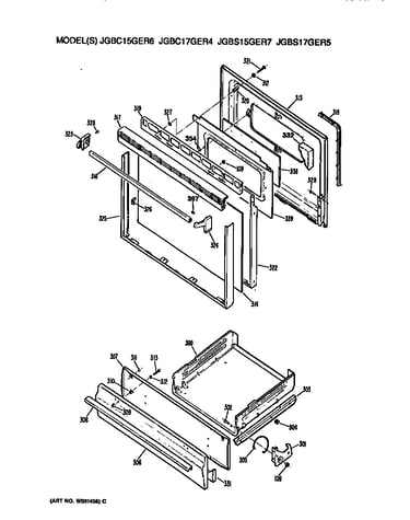Oven door and broiler