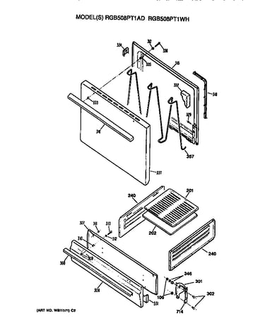 Oven door and broiler