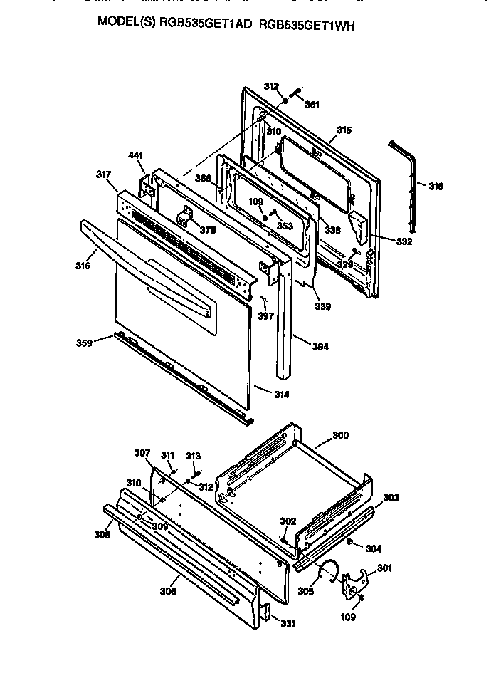 OVEN DOOR AND BROILER