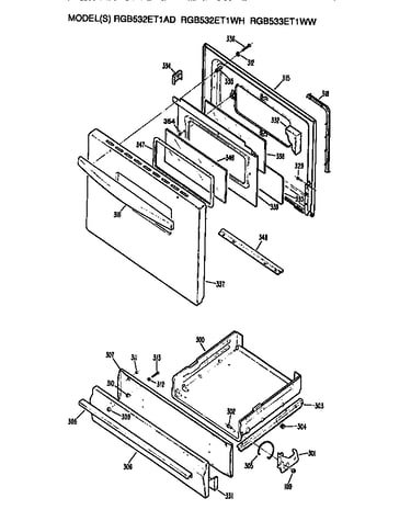 Oven door and broiler