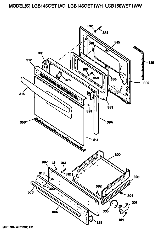 OVEN DOOR AND BROILER