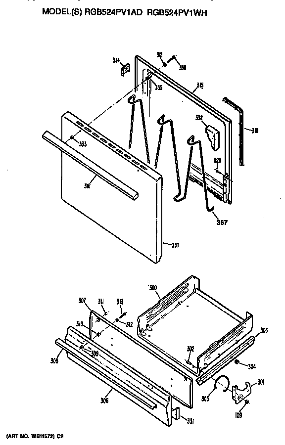 Oven door and broiler