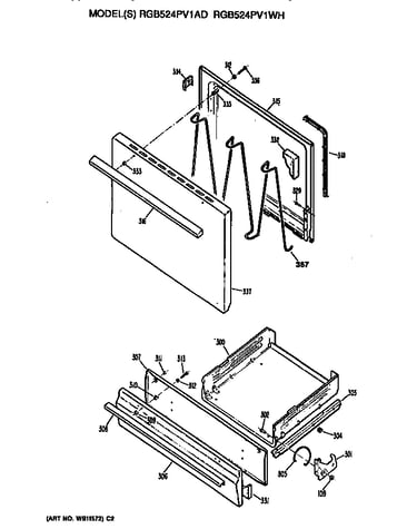 Oven door and broiler