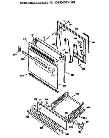Oven door and broiler