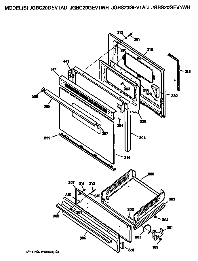 OVEN DOOR AND BROILER