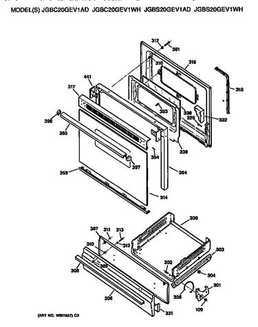 Oven door and broiler