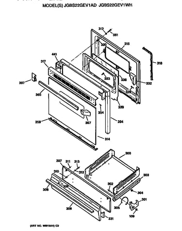 Oven door and broiler