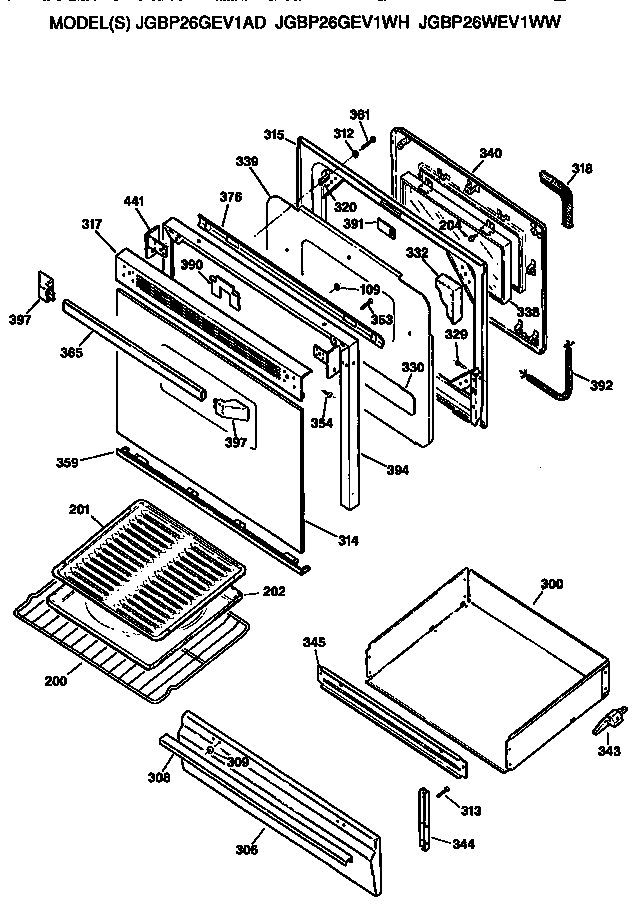 OVEN DOOR AND BROILER