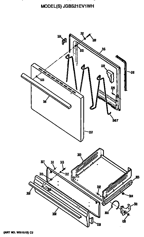 Oven door and broiler