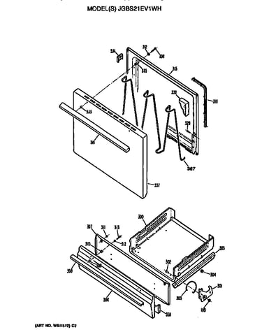 Oven door and broiler