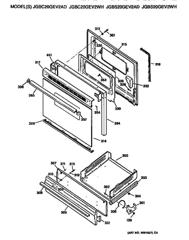 Oven door and broiler