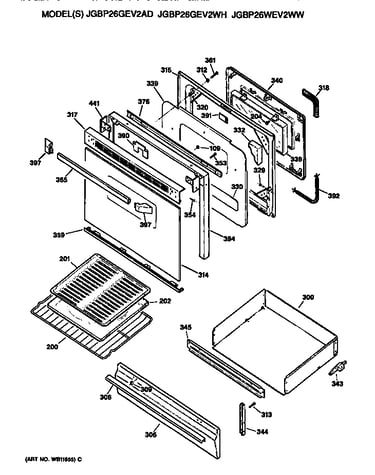 Oven door and broiler