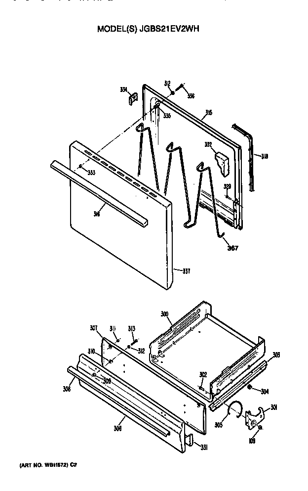 Oven door and broiler