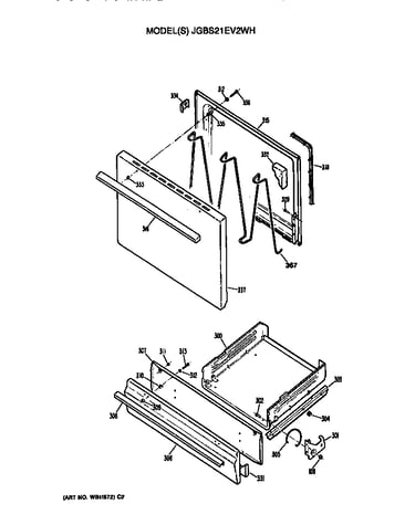 Oven door and broiler