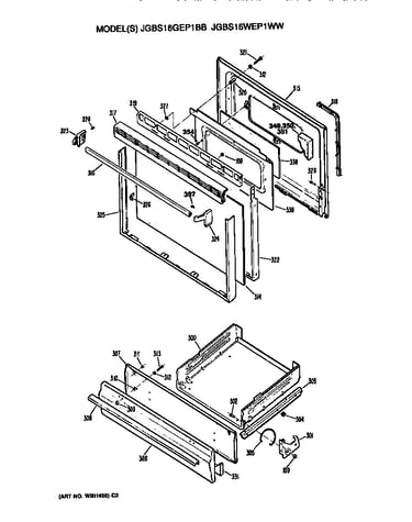 Oven door and broiler