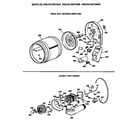 GE DWLR473GT0WW drum, duct, blower and drive diagram