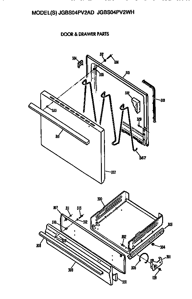 Oven door and broiler