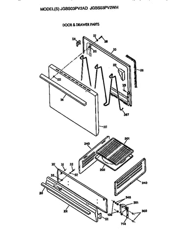 Oven door and broiler