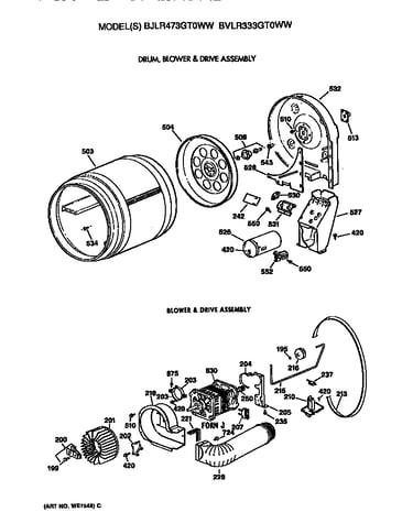 Drum, blower and drive