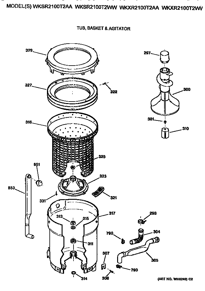 Tub,basket and agitator