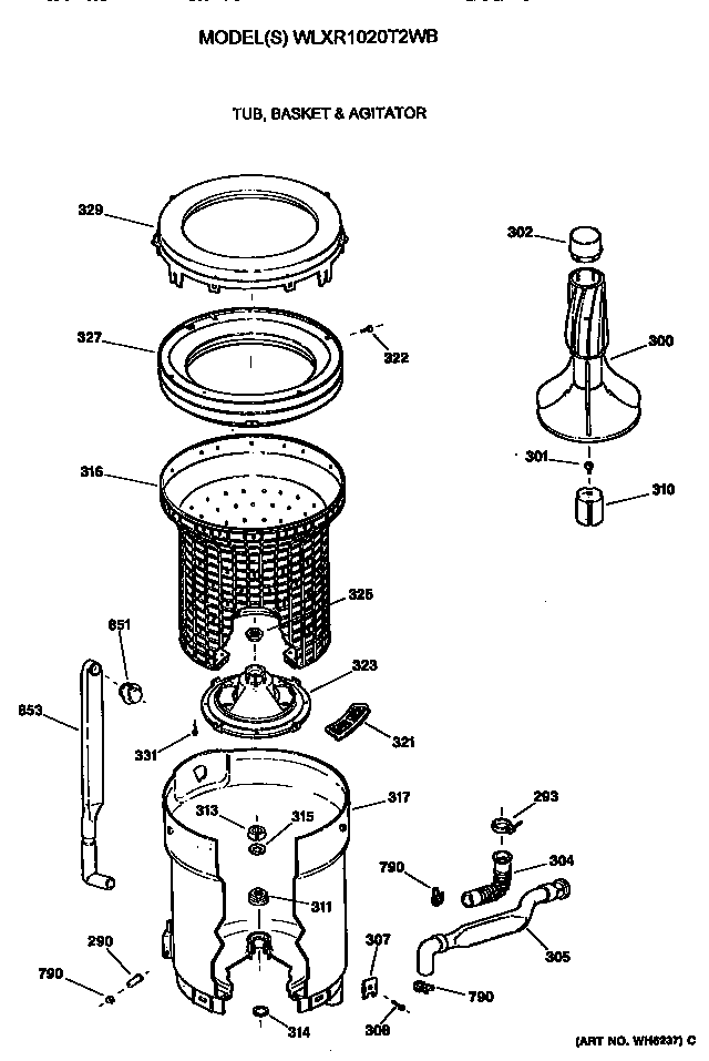 Tub, basket and agitator