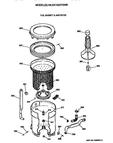 Tub, basket and agitator