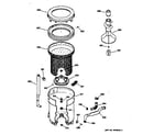 GE WNSR2100T5AA tub, basekt & agitator diagram