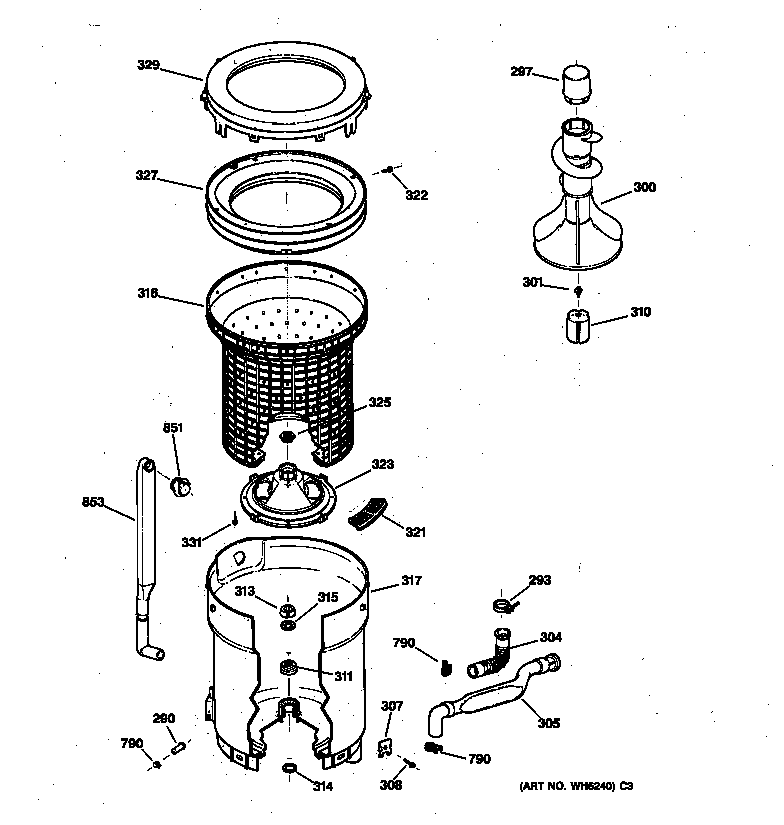 Tub, basket & agitator